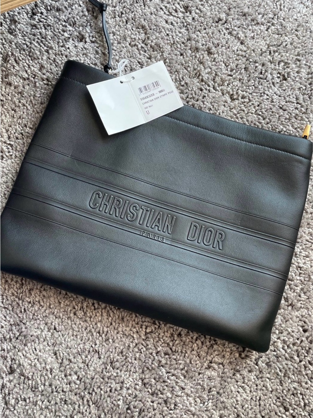 Dior Black Embossed Leather Messenger Pouch